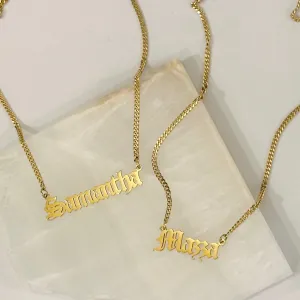 CUSTOM OLD ENGLISH NAMEPLATE necklace
