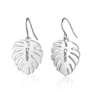 Customized Engraved Leaf Earrings For Women