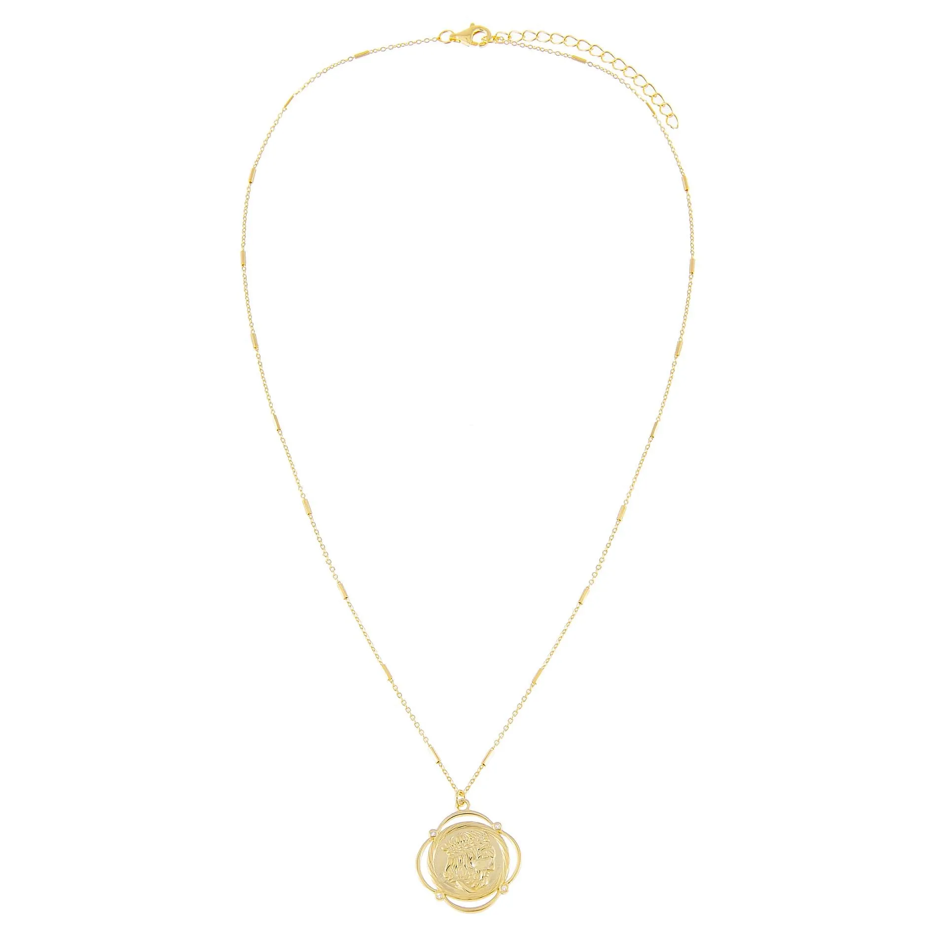 CZ Greek Coin Necklace