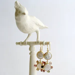 Daisy Tourmaline Pearl Drop Earrings