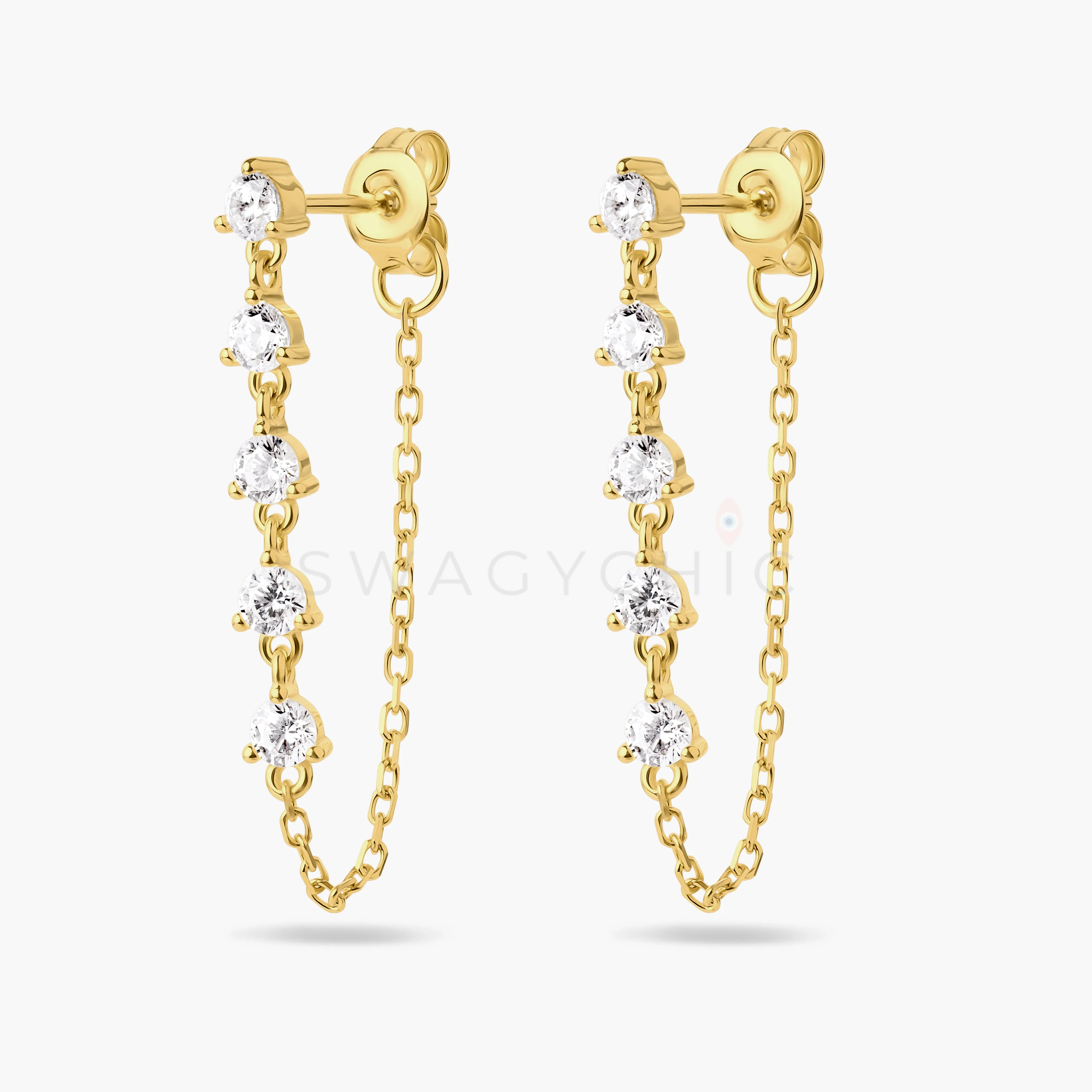 Dangle Crystal Chain Earrings