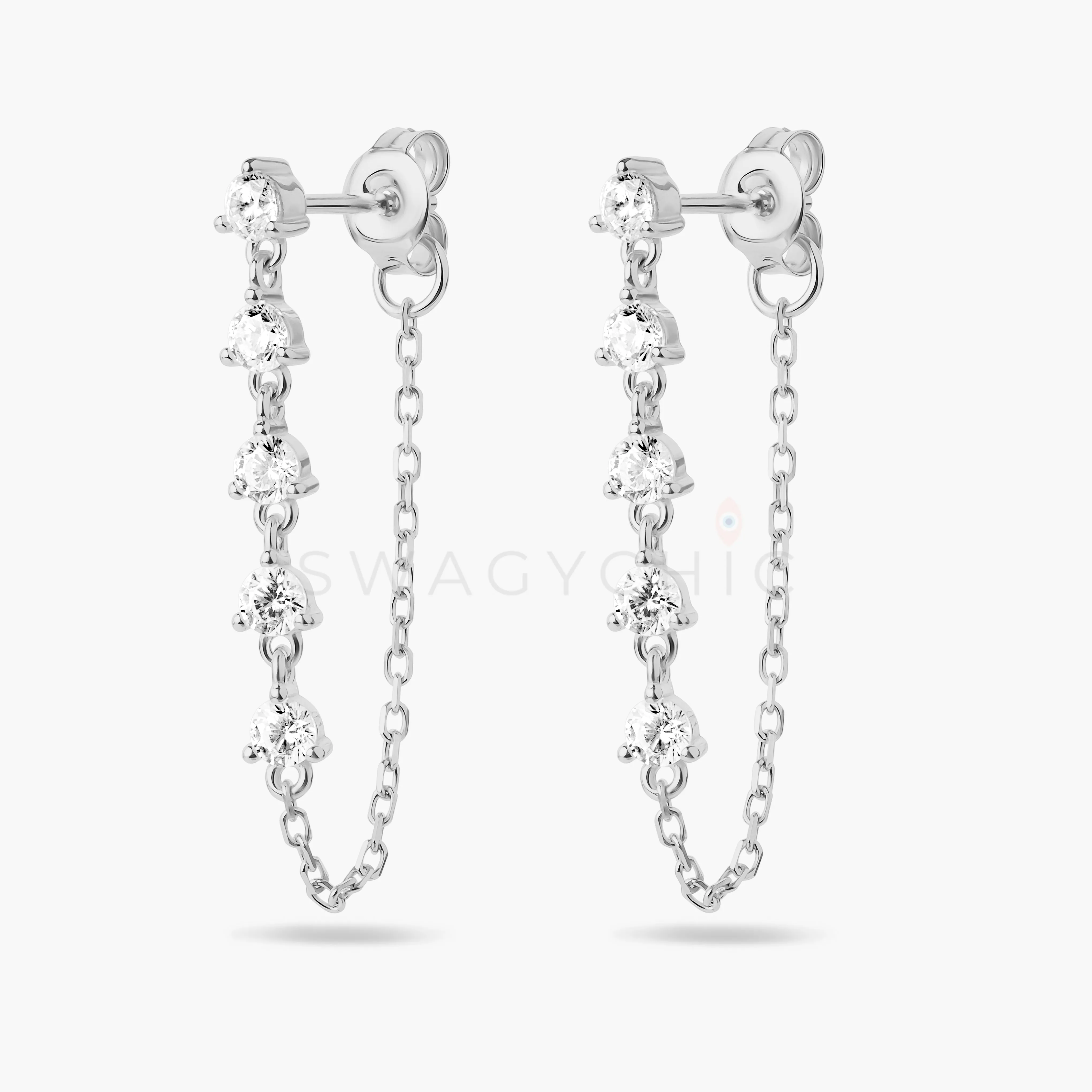 Dangle Crystal Chain Earrings