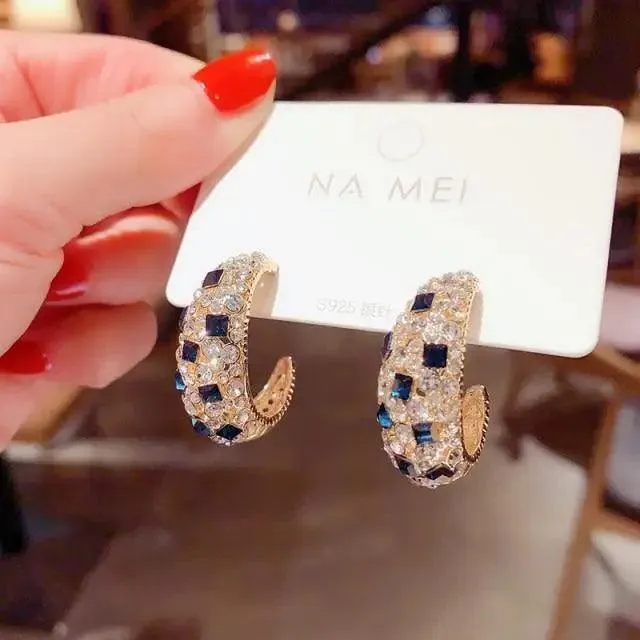 Dangling Charms Gold Crystal Flower Women's Earrings High Quality Fashion Jewellery For Ladies And Girls
