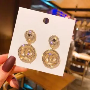 Dangling Charms Gold Crystal Flower Women's Earrings High Quality Fashion Jewellery For Ladies And Girls