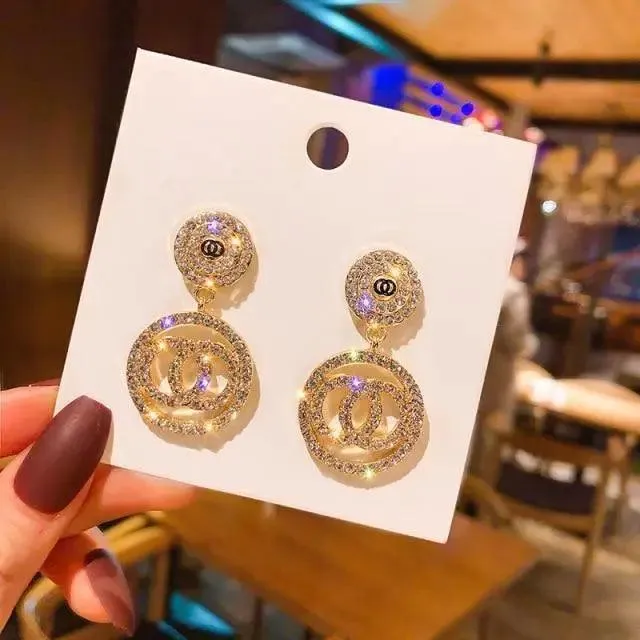Dangling Charms Gold Crystal Flower Women's Earrings High Quality Fashion Jewellery For Ladies And Girls