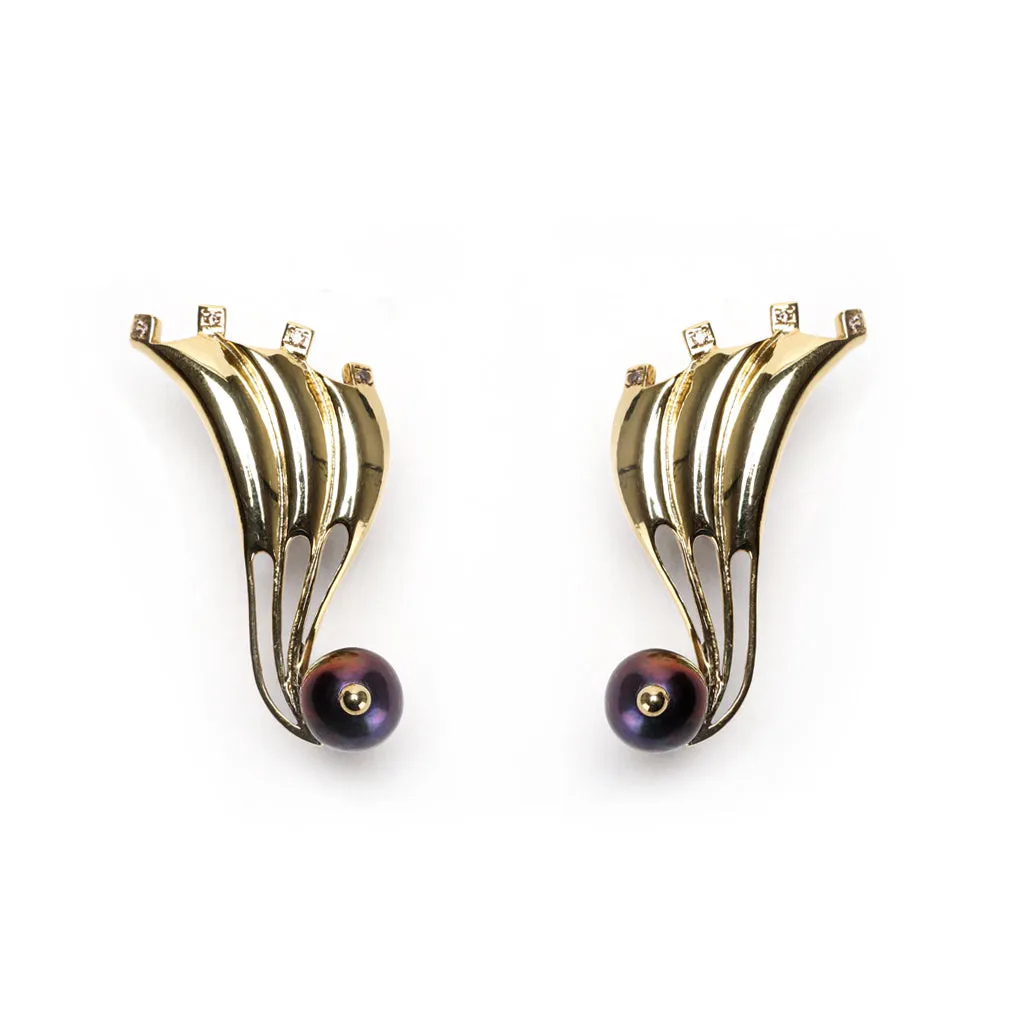 Demi Fine Jewelry-14k Gold Plated-Earring-Swin Earrings Brass-E08/21-Fashion Edit Unbent