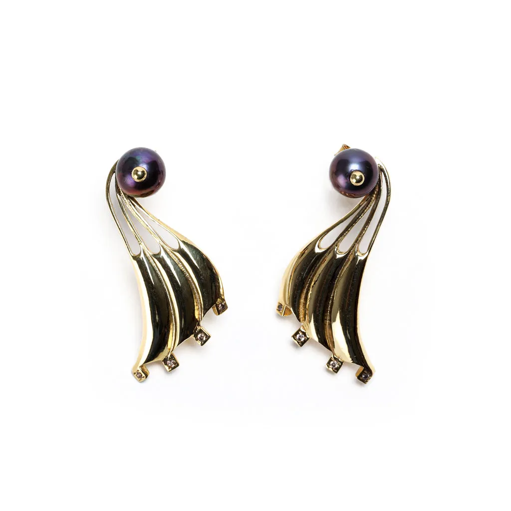 Demi Fine Jewelry-14k Gold Plated-Earring-Swin Earrings Brass-E08/21-Fashion Edit Unbent
