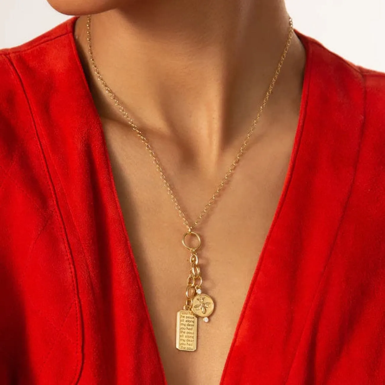 Design Your Own 18K Yellow Gold 2 Charm Enhancer Chain Stations Necklace