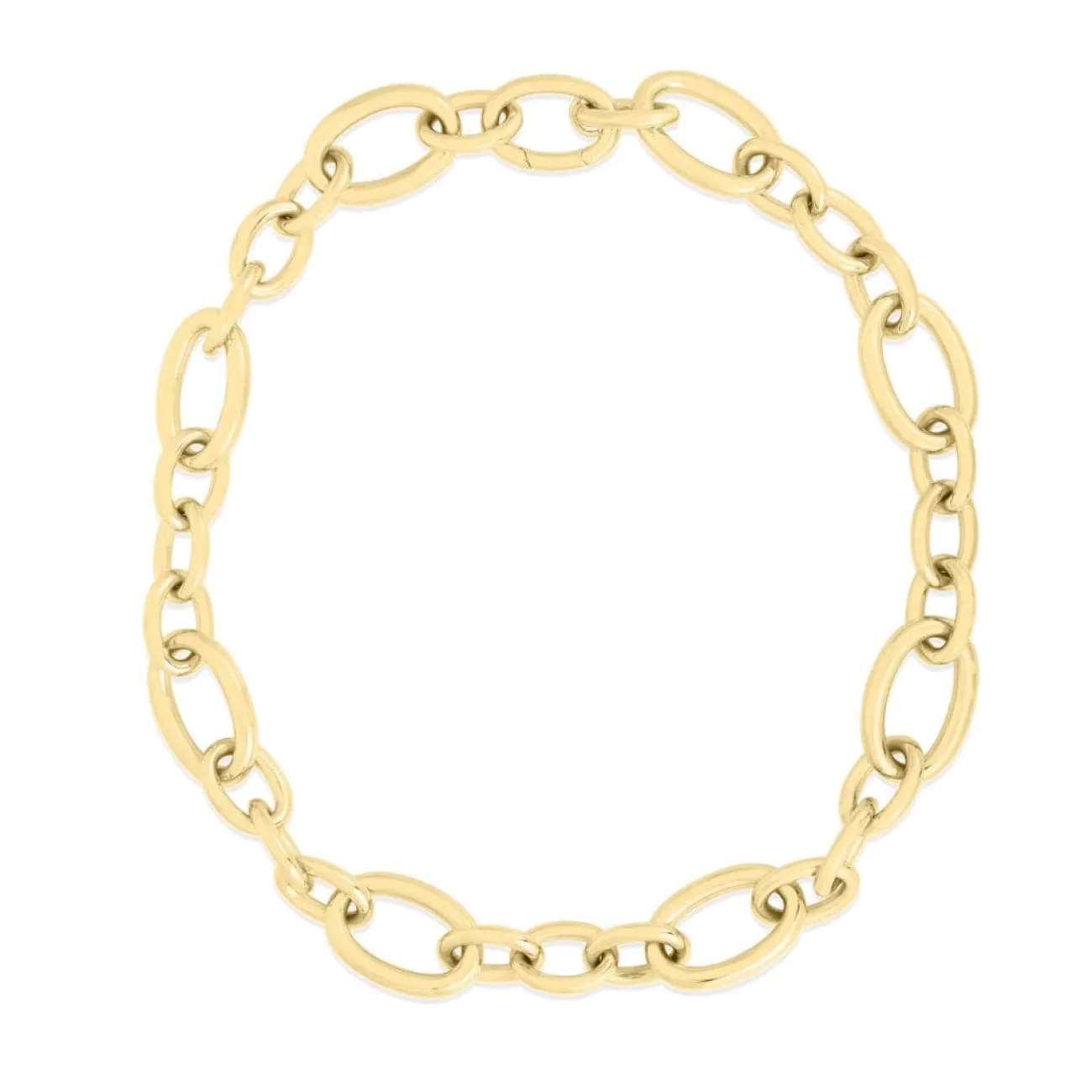 Designer Gold 18K Yellow Gold Alternating Oval Link Chain Necklace