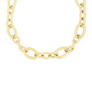 Designer Gold 18K Yellow Gold Alternating Oval Link Chain Necklace