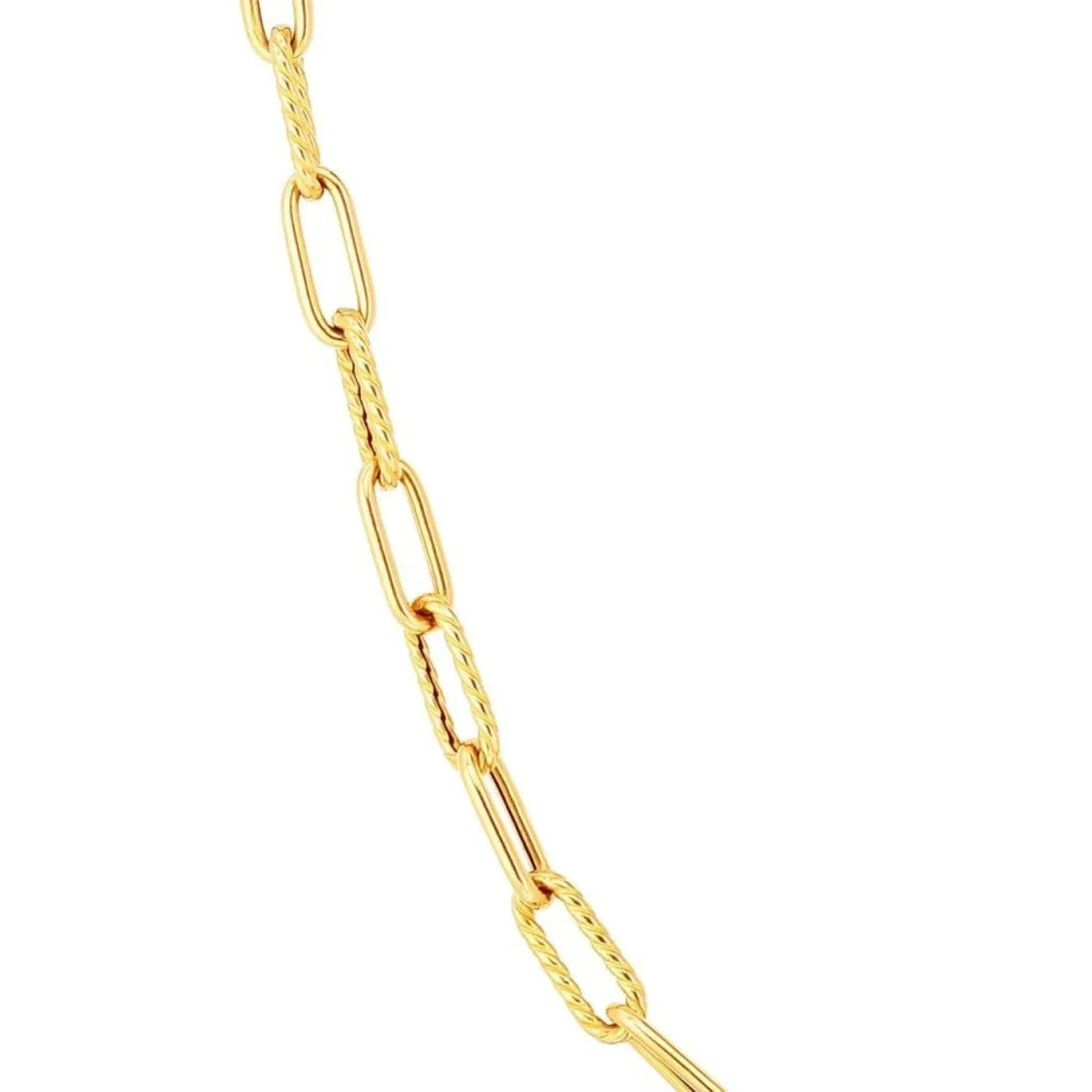 Designer Gold 18K Yellow Gold Fine Paperclip & Round Link Chain Necklace