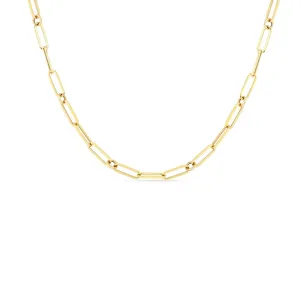 Designer Gold 18K Yellow Gold Fine Paperclip & Round Link Chain Necklace