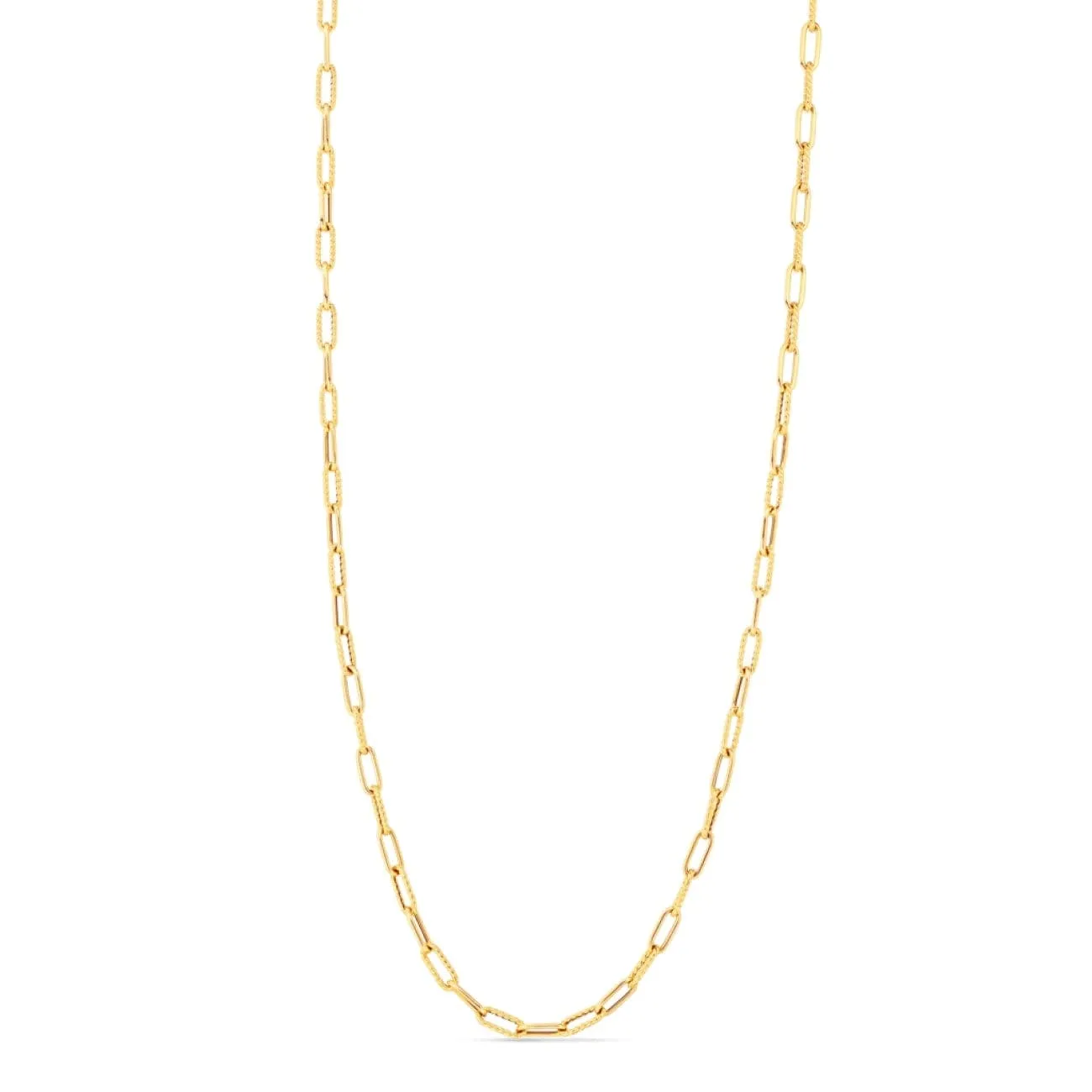 Designer Gold 18K Yellow Gold Fine Paperclip & Round Link Chain Necklace