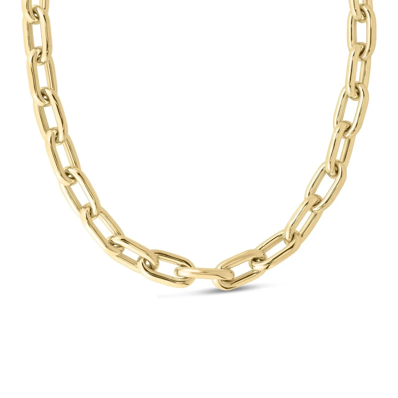 Designer Gold Chunky Paperclip 18K Yellow Gold Chain Necklace