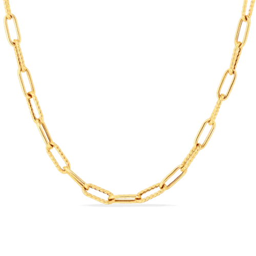 Designer Gold Polished and Fluted Paperclip Chain