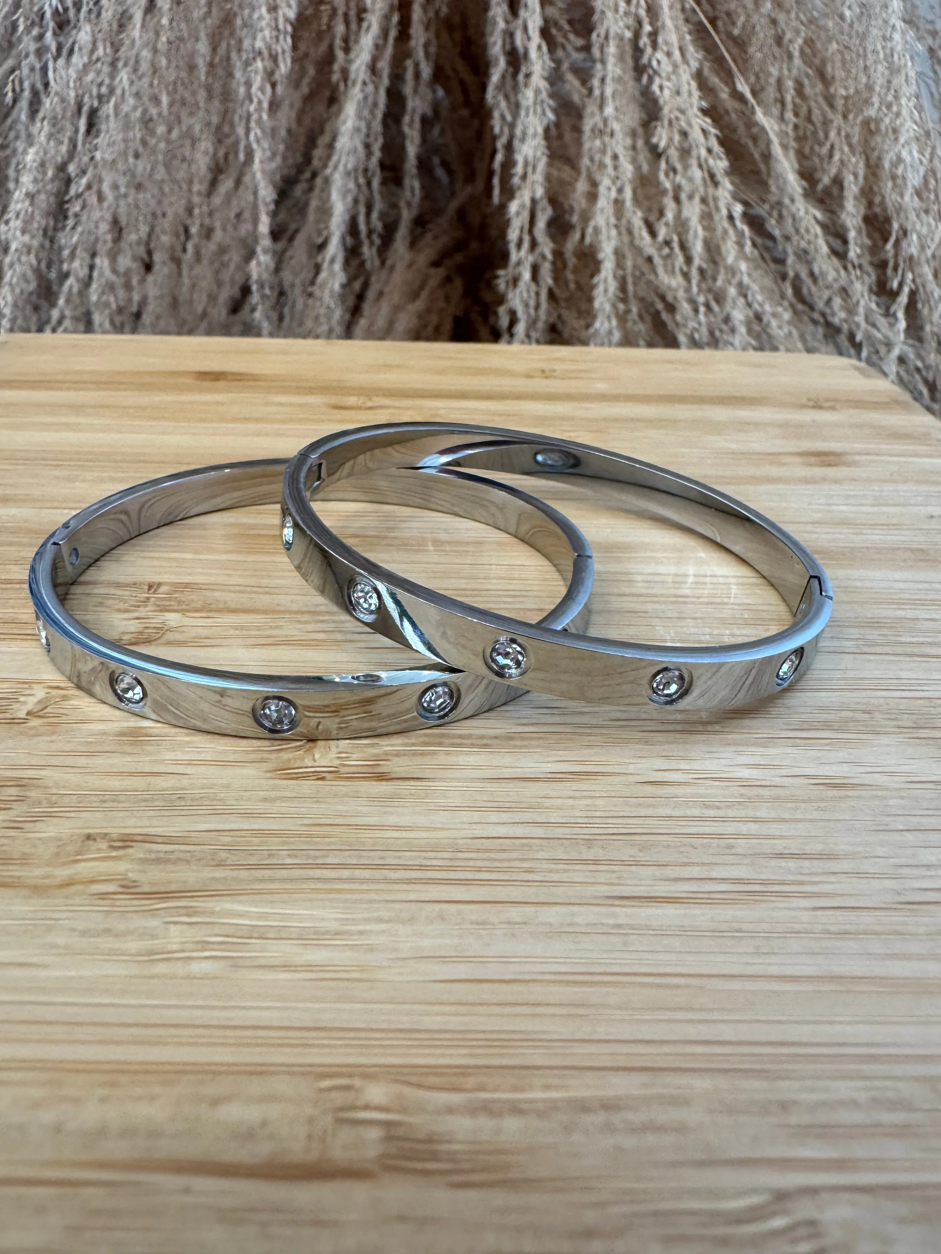Diamond Bangle Bracelet - Silver 360