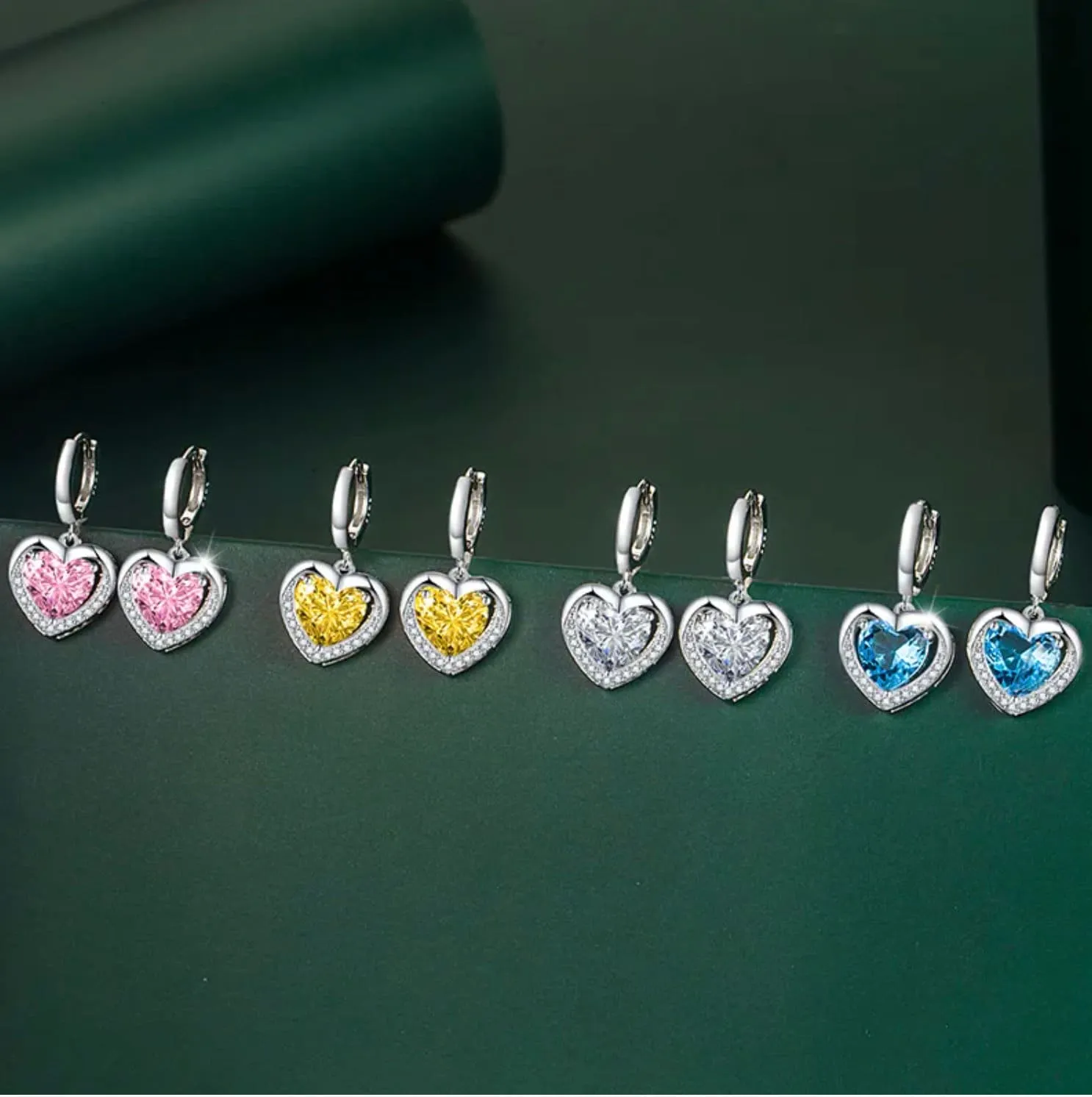 Diamond Earrings | Heart Earrings | Diamond Heart Earrings | Womens Earrings | Heart earrings with Diamonds | Hoop Earrings | Hoop Earring