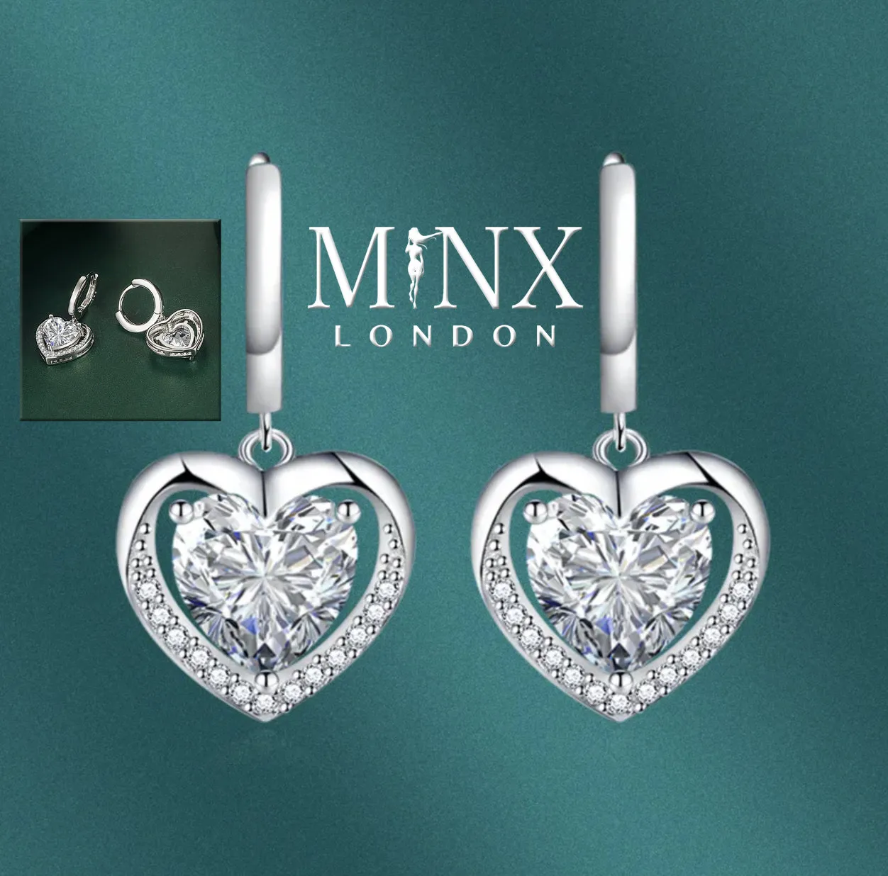 Diamond Earrings | Heart Earrings | Diamond Heart Earrings | Womens Earrings | Heart earrings with Diamonds | Hoop Earrings | Hoop Earring