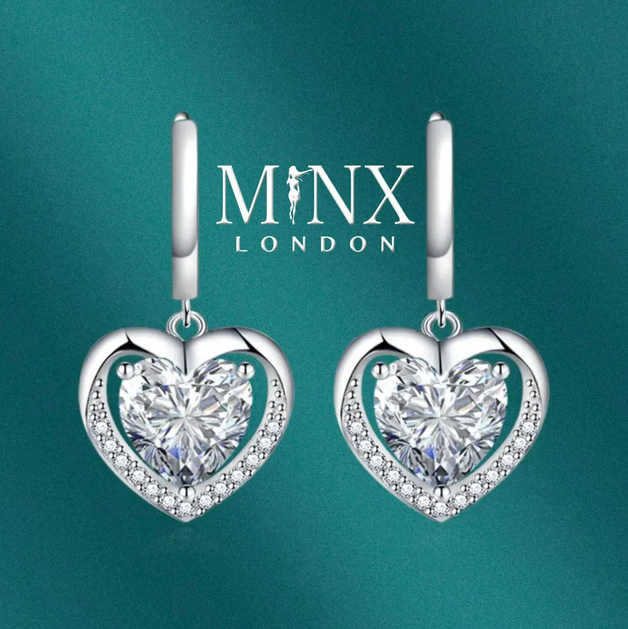 Diamond Earrings | Heart Earrings | Diamond Heart Earrings | Womens Earrings | Heart earrings with Diamonds | Hoop Earrings | Hoop Earring