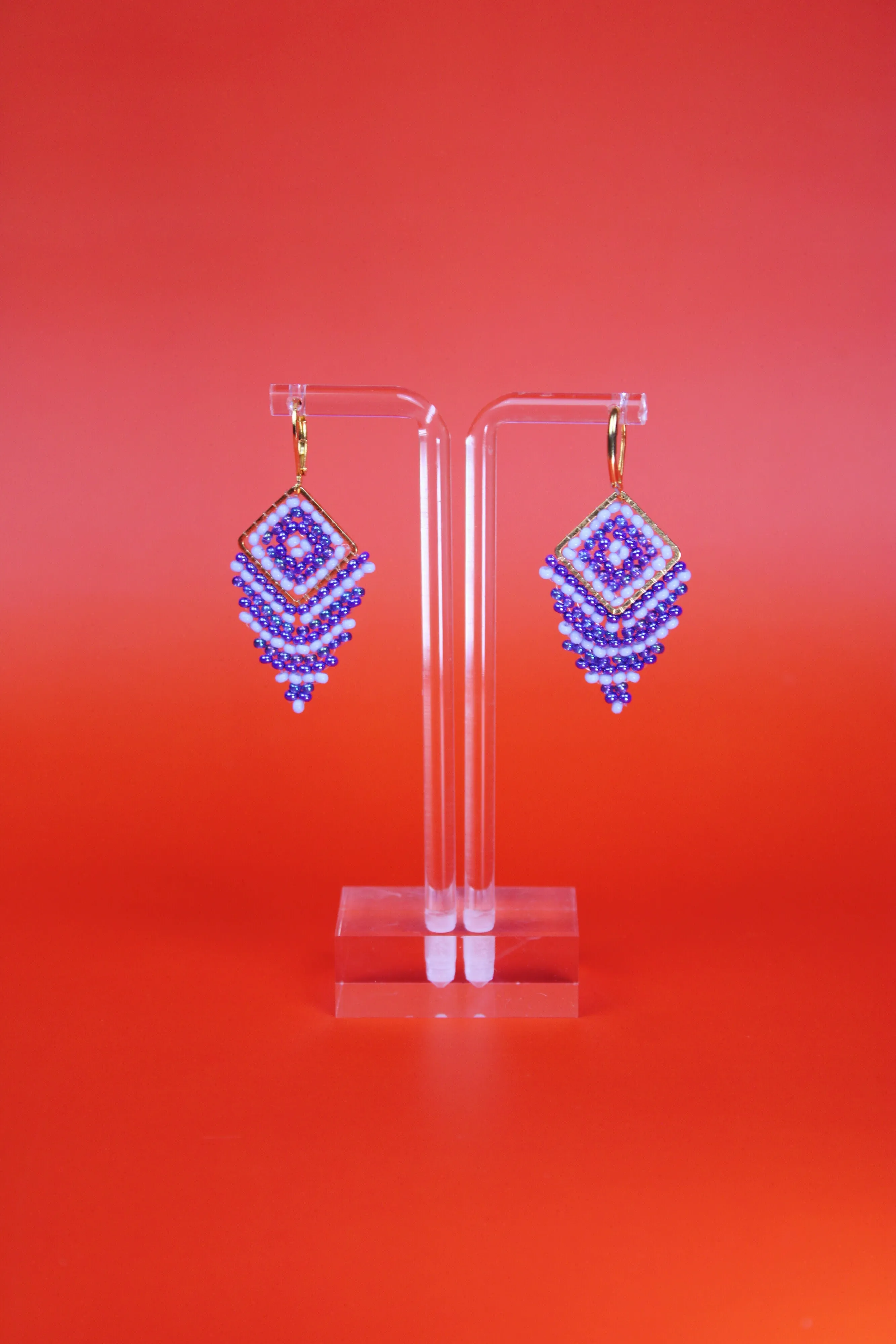 Diamond Shaped Beaded Earrings