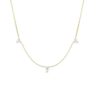 Diamonds By The Inch 18K Yellow Gold 3 Station Flower Diamond Necklace