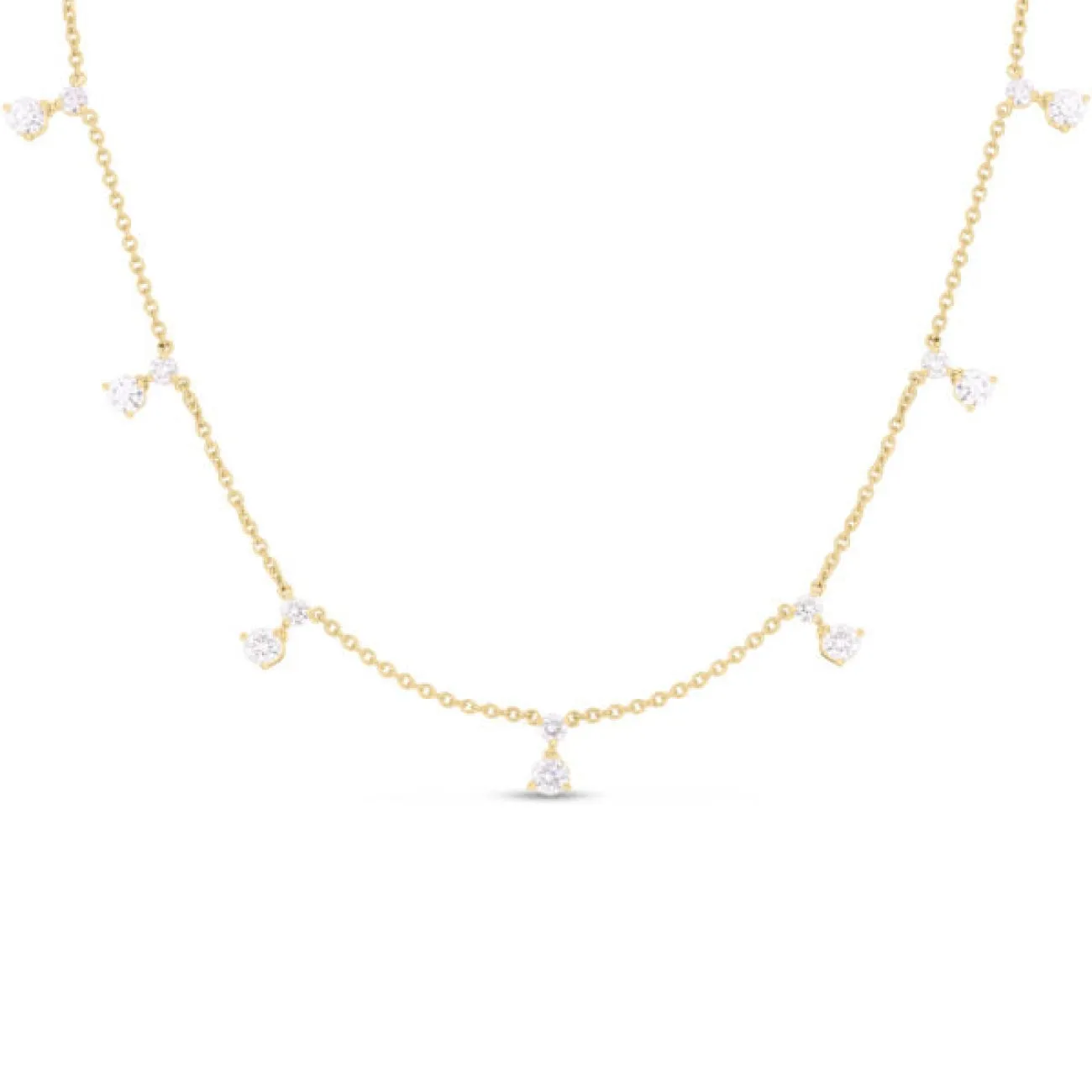 Diamonds by the Inch 18K Yellow Gold Dangling 7 Station Diamond Necklace