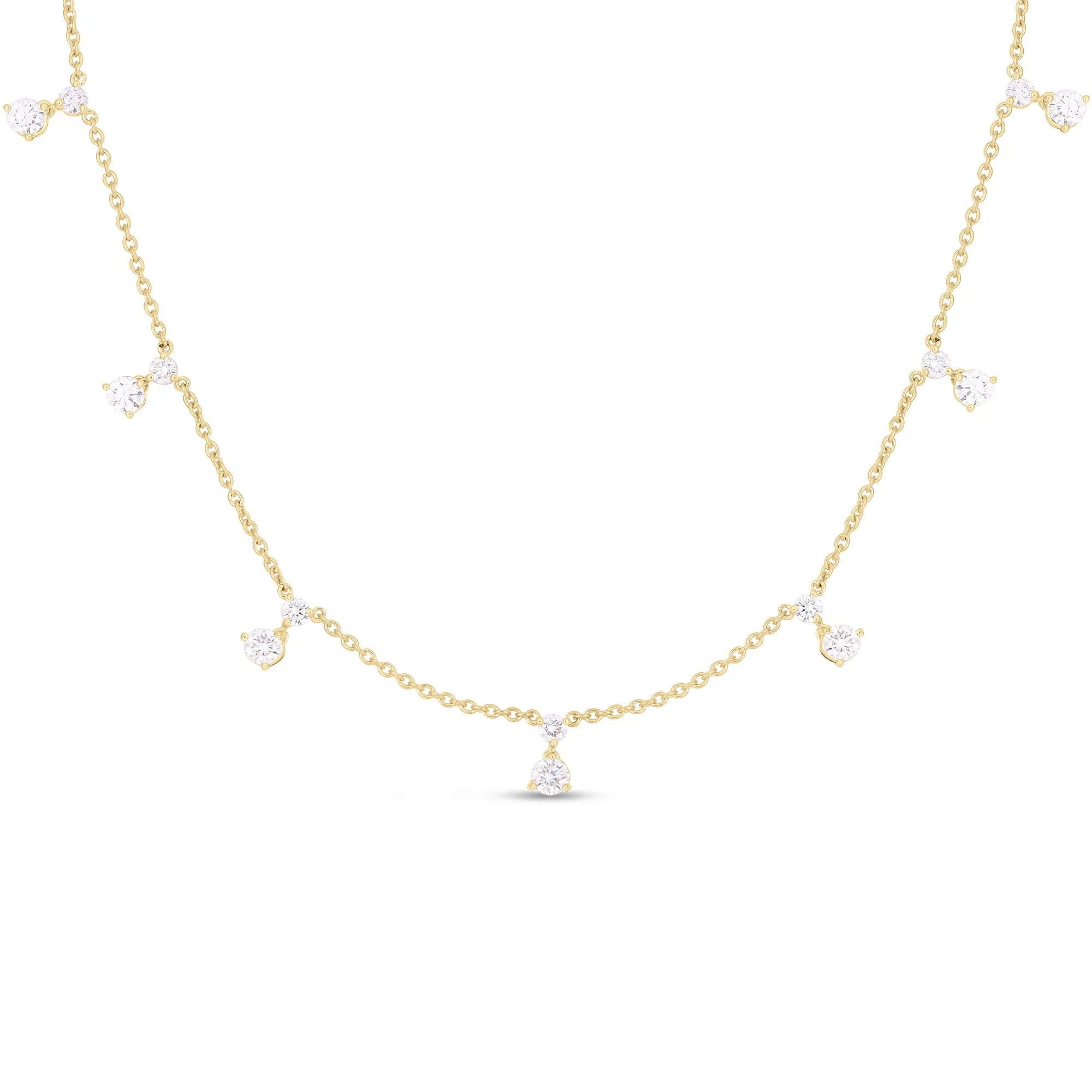 Diamonds by the Inch 18K Yellow Gold Dangling 7 Station Diamond Necklace
