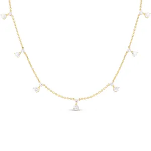 Diamonds by the Inch 18K Yellow Gold Dangling 7 Station Diamond Necklace