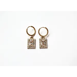Diana 18K Bezel CZ Drop Earrings