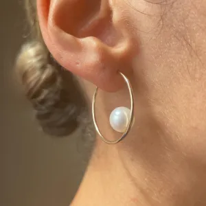 Diana Single Pearl Hoops Small
