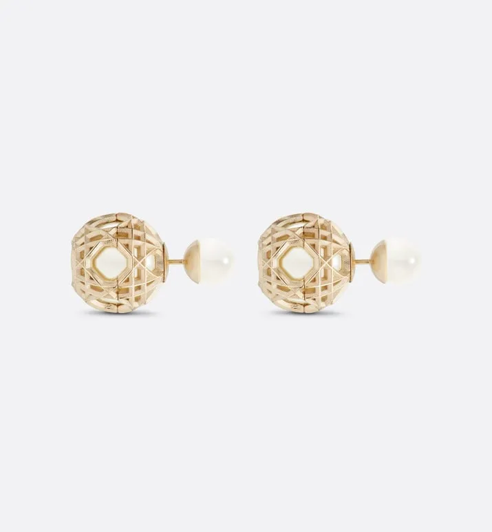 Dior Tribales Earrings • Gold-Finish Metal and White Resin Pearls