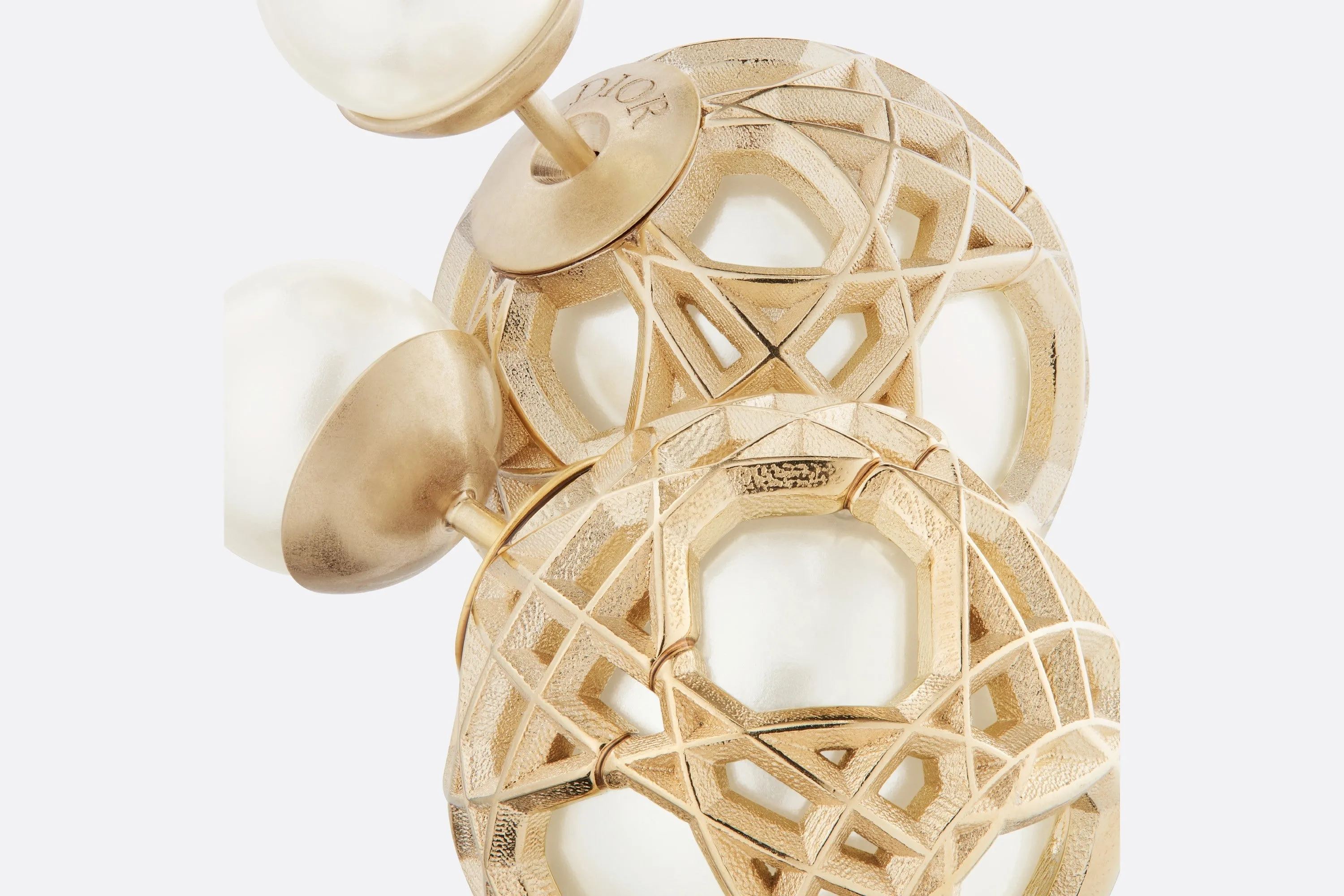 Dior Tribales Earrings • Gold-Finish Metal and White Resin Pearls