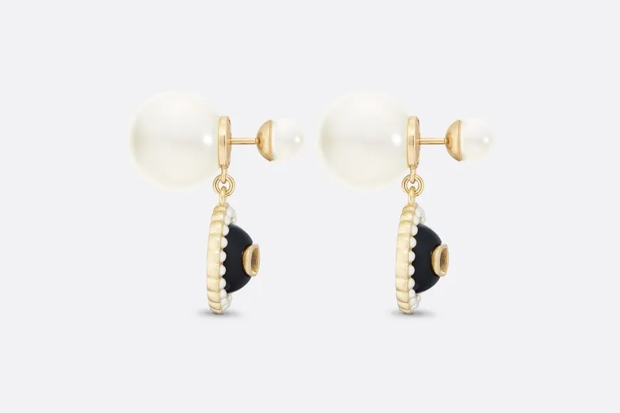 Dior Tribales Earrings • Gold-Finish Metal with White Resin Pearls and Black Glass