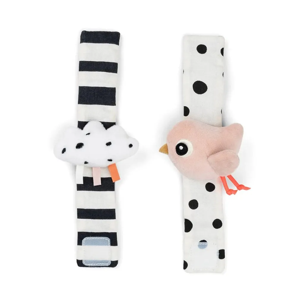 DONE BY DEER Wrist Rattle Set 2-pack Happy Clouds - Powder