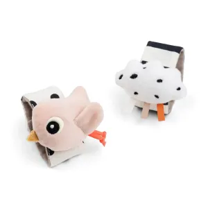 DONE BY DEER Wrist Rattle Set 2-pack Happy Clouds - Powder