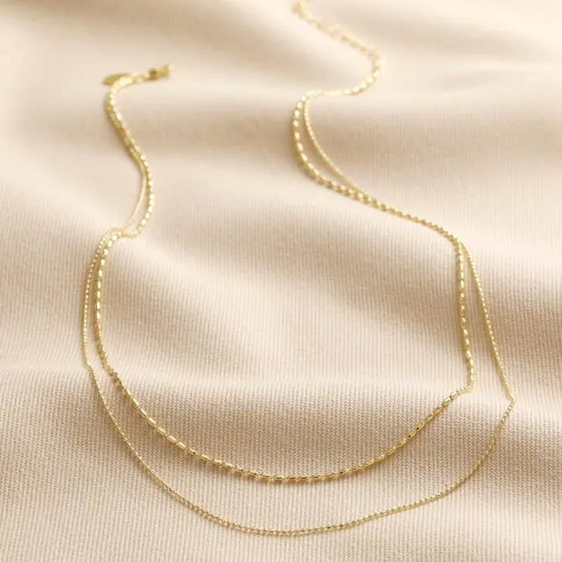 Double Ball Chain Necklace in Gold
