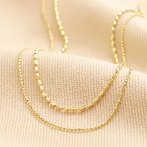 Double Ball Chain Necklace in Gold