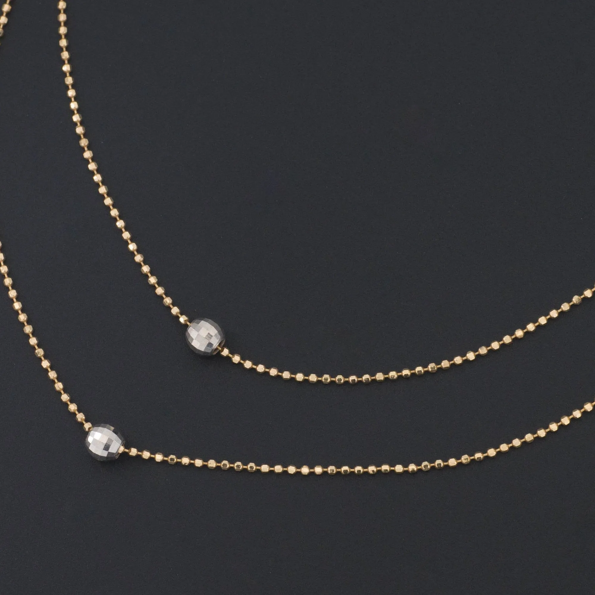 Double Chain Necklace | 14k Gold Yellow & White Gold Necklace