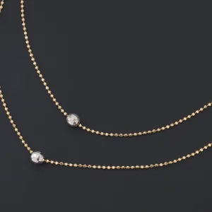 Double Chain Necklace | 14k Gold Yellow & White Gold Necklace