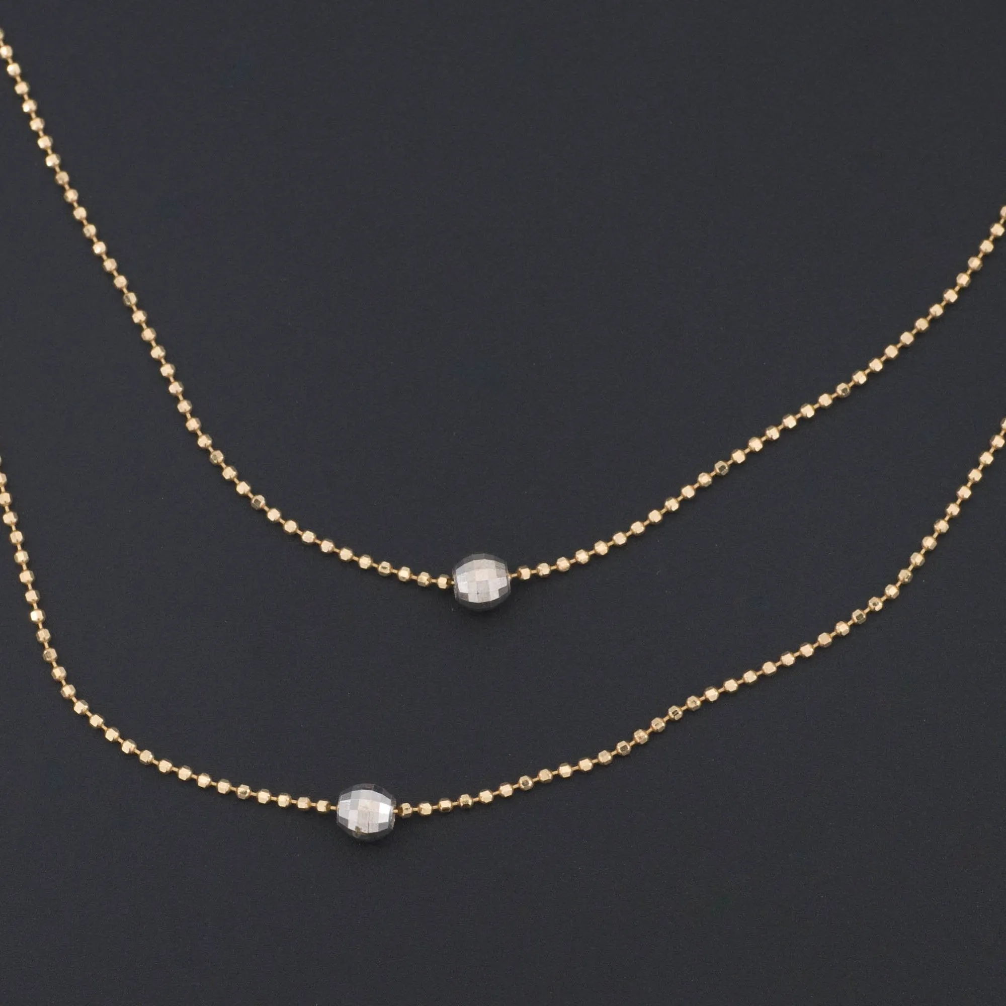 Double Chain Necklace | 14k Gold Yellow & White Gold Necklace