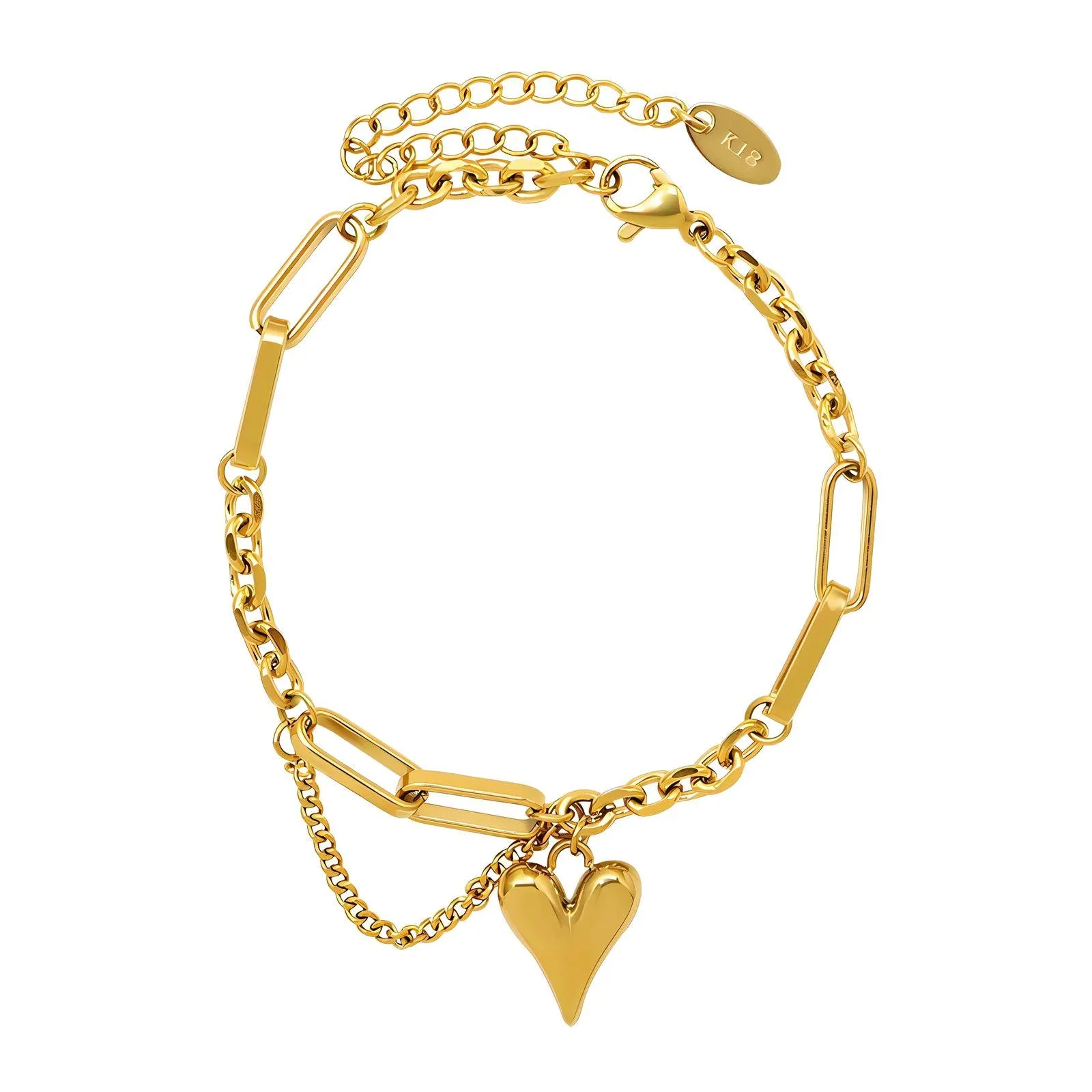 Double-Heart Drop Bracelet – 18K Gold