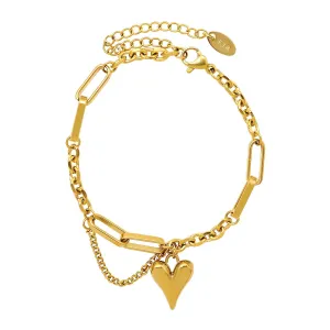 Double-Heart Drop Bracelet – 18K Gold