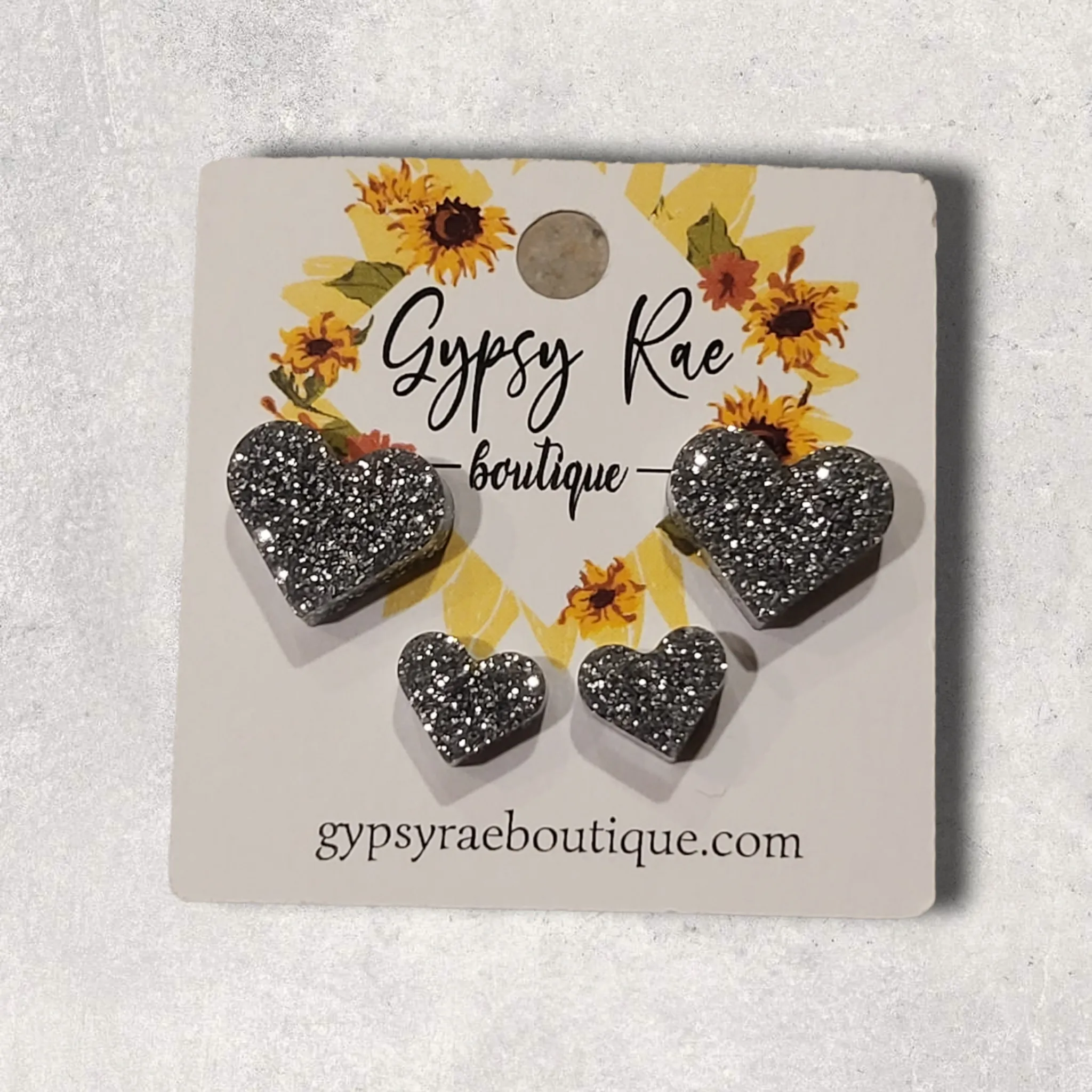 Double Heart Resin Stud Earrings