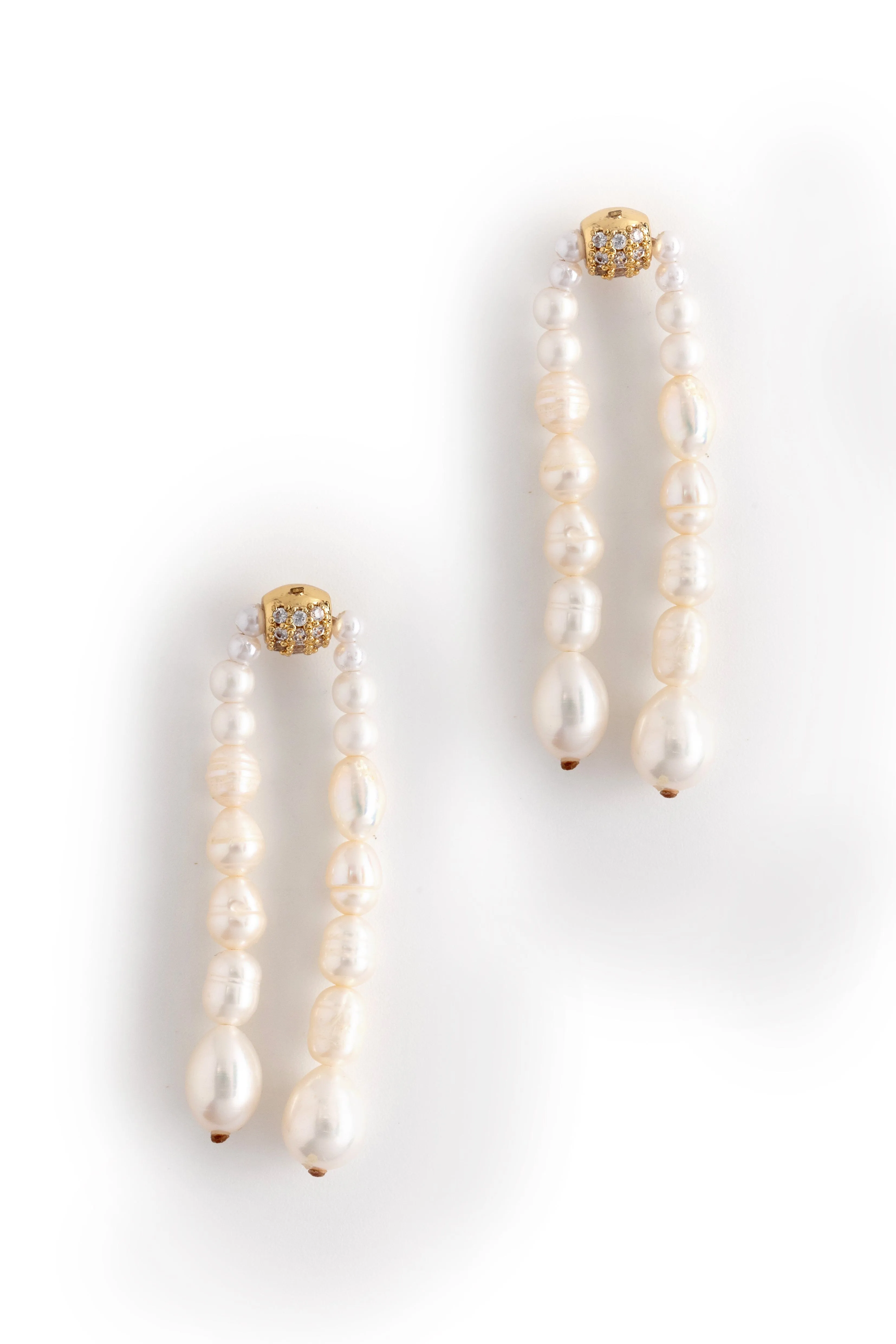 Double Pearl Strand Earrings