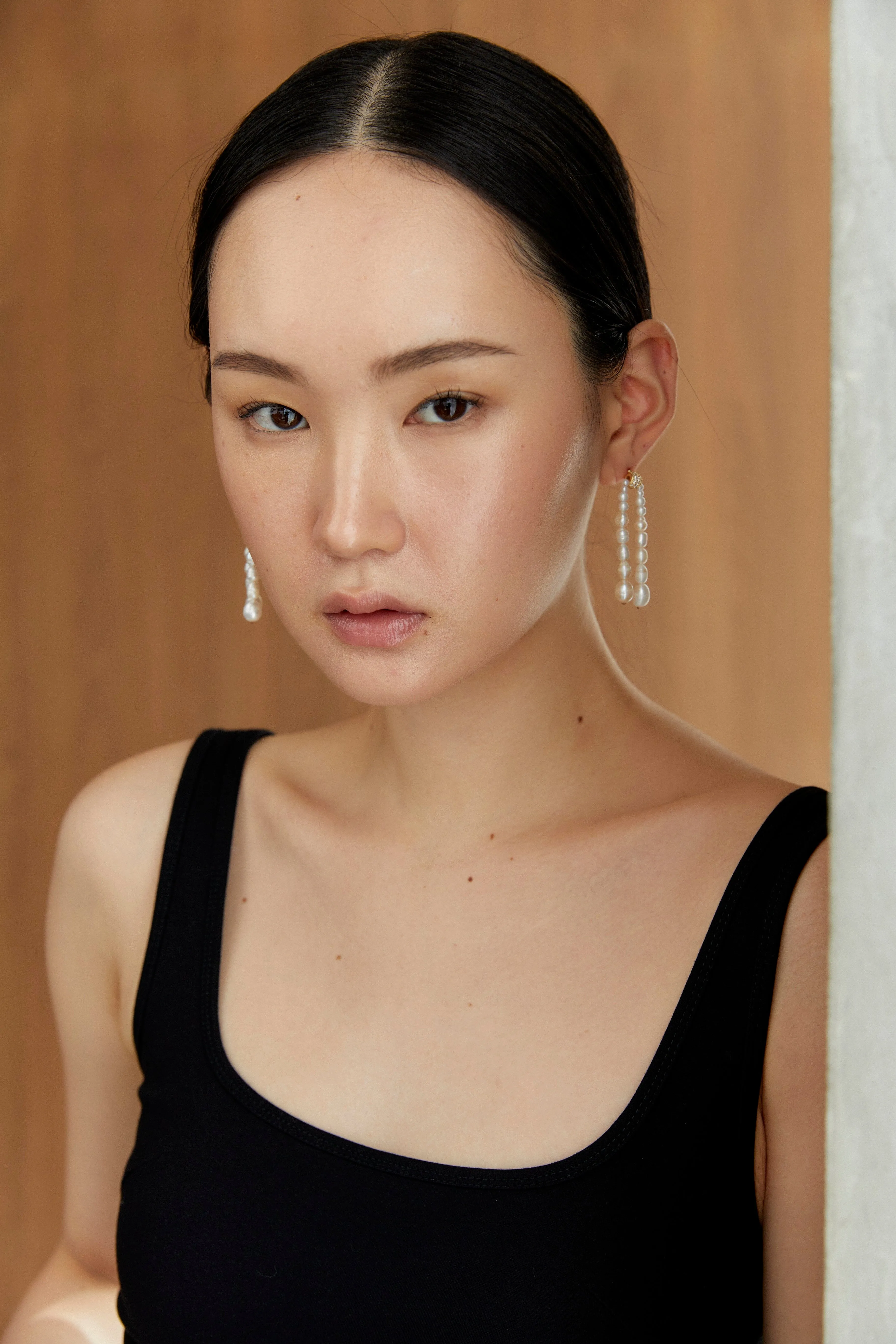 Double Pearl Strand Earrings