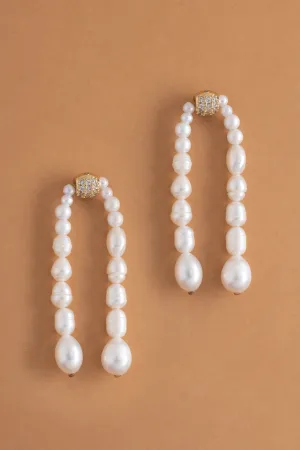 Double Pearl Strand Earrings
