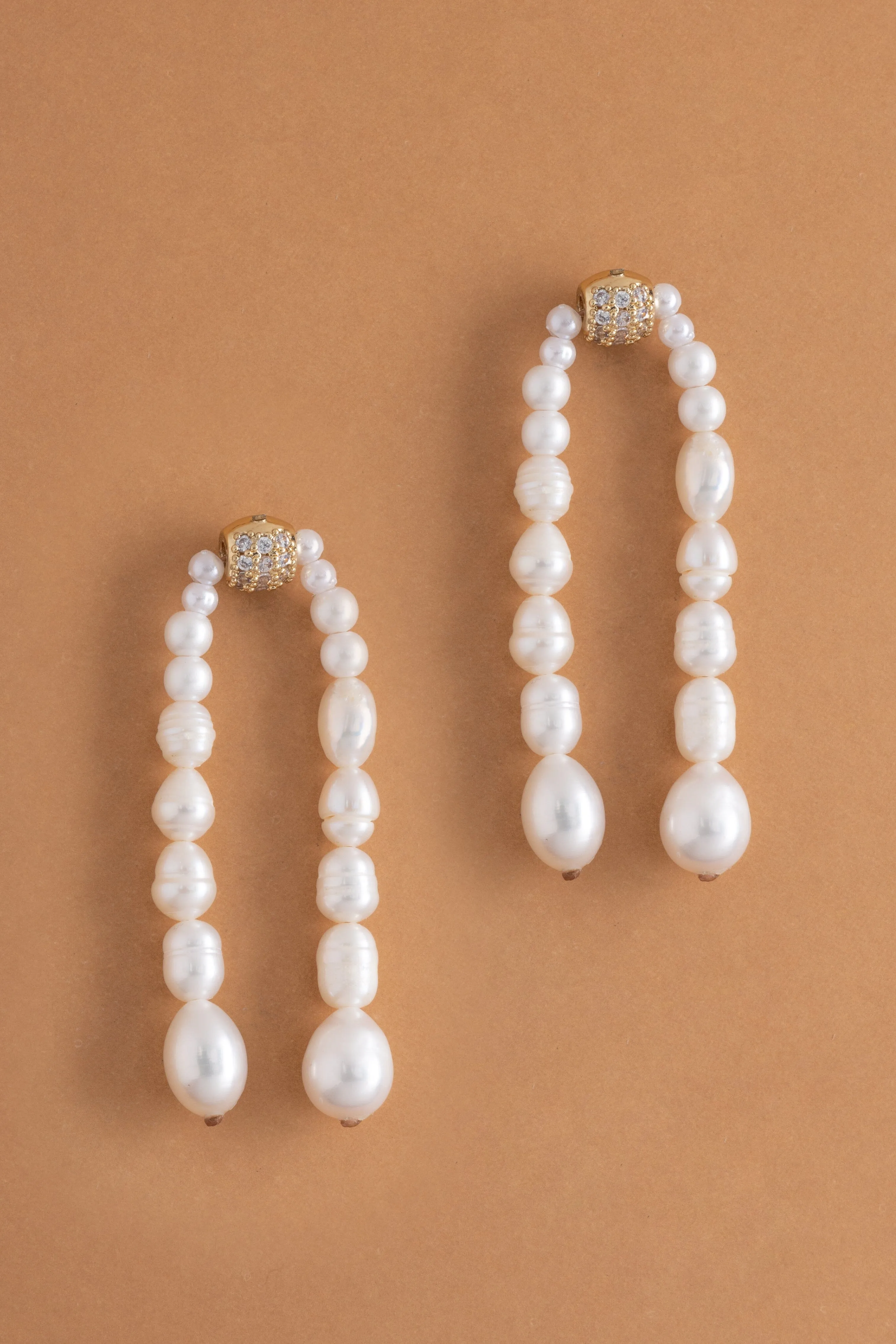 Double Pearl Strand Earrings