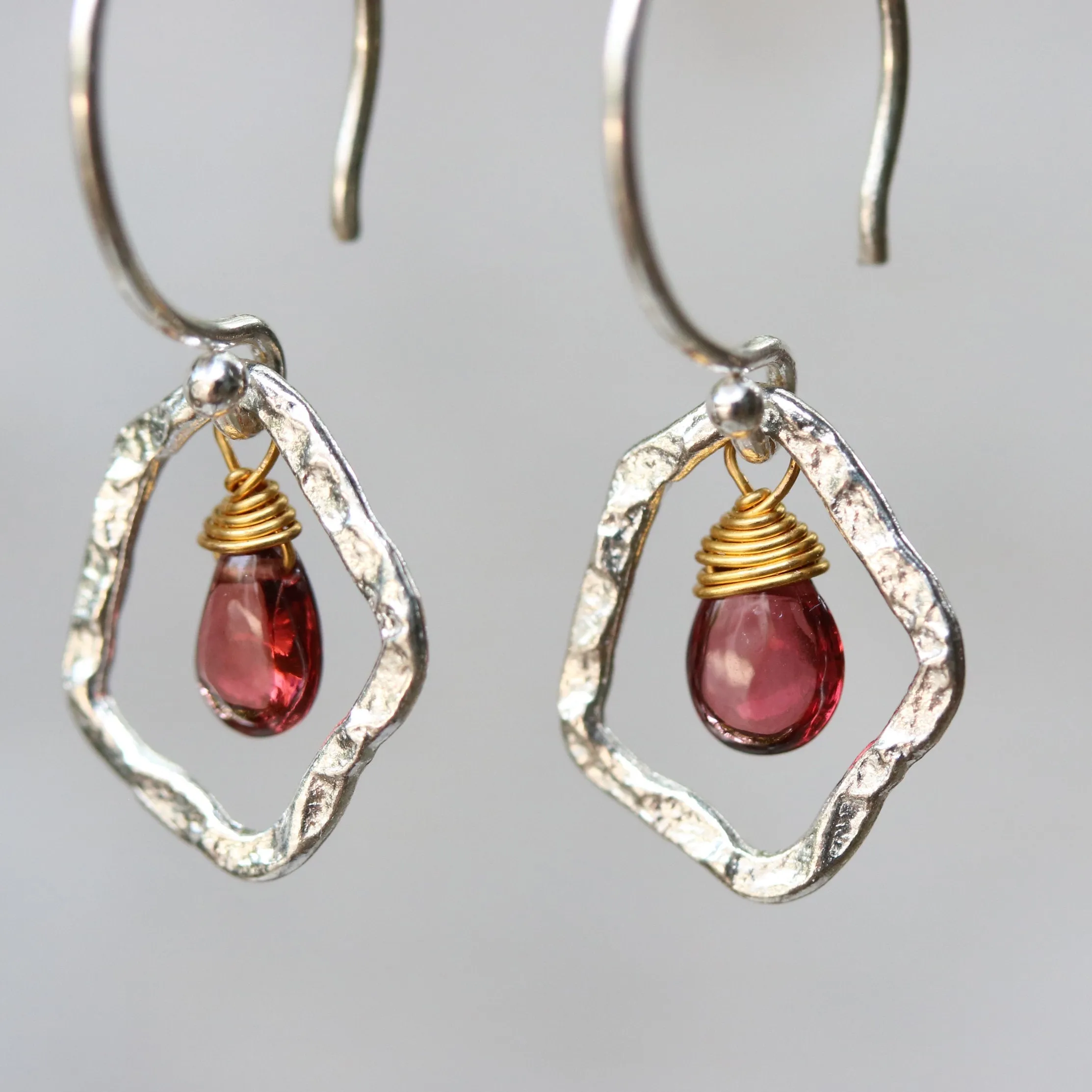 drop earrings, dangle earrings, garnet earrings, silver earrings, silver drop earrings, gift for women, simple earrings,