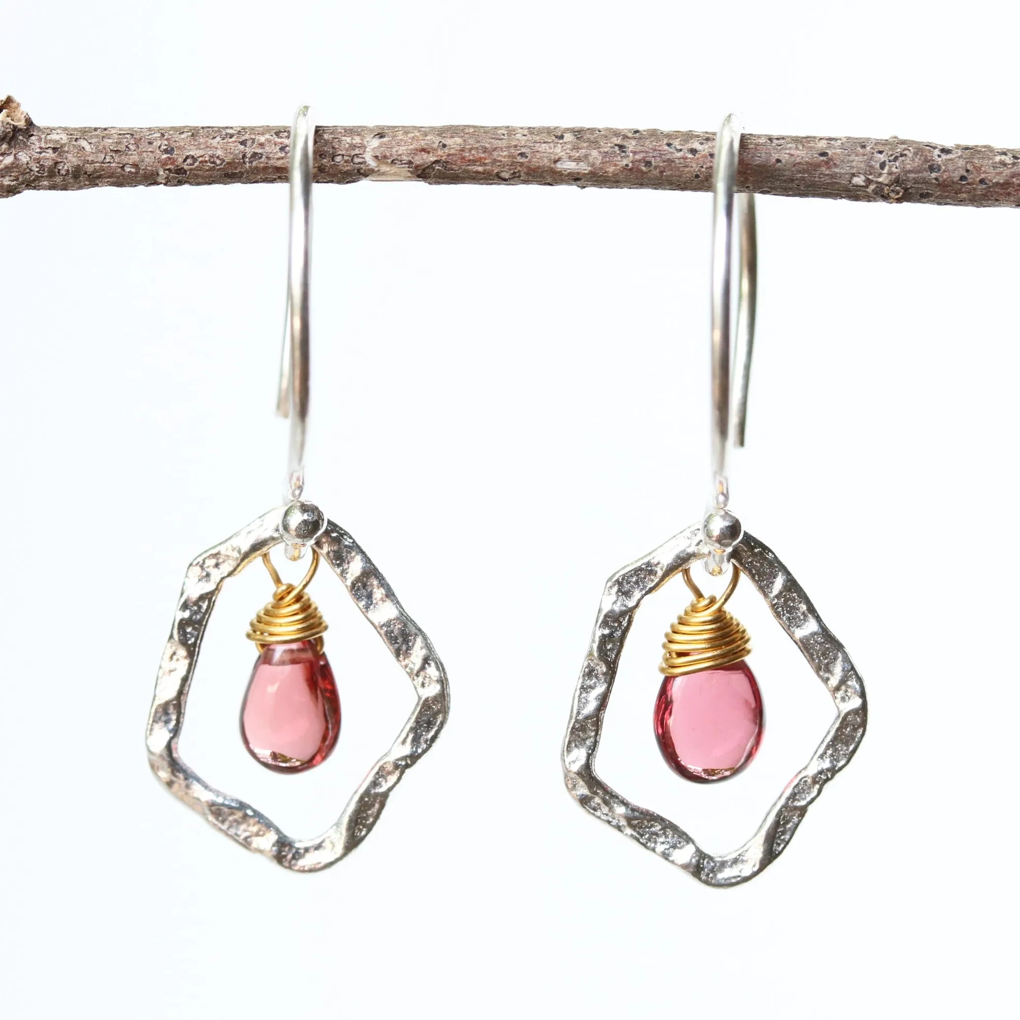 drop earrings, dangle earrings, garnet earrings, silver earrings, silver drop earrings, gift for women, simple earrings,