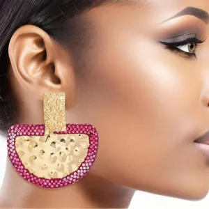 Drop FuchsiaSemicircle Earring